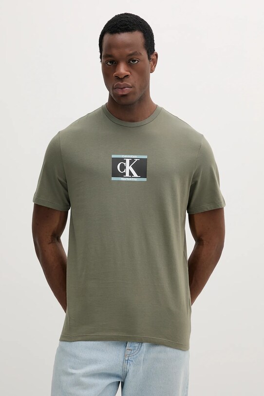 Βαμβακερό μπλουζάκι Calvin Klein βαμβάκι πράσινο LV04RC854G