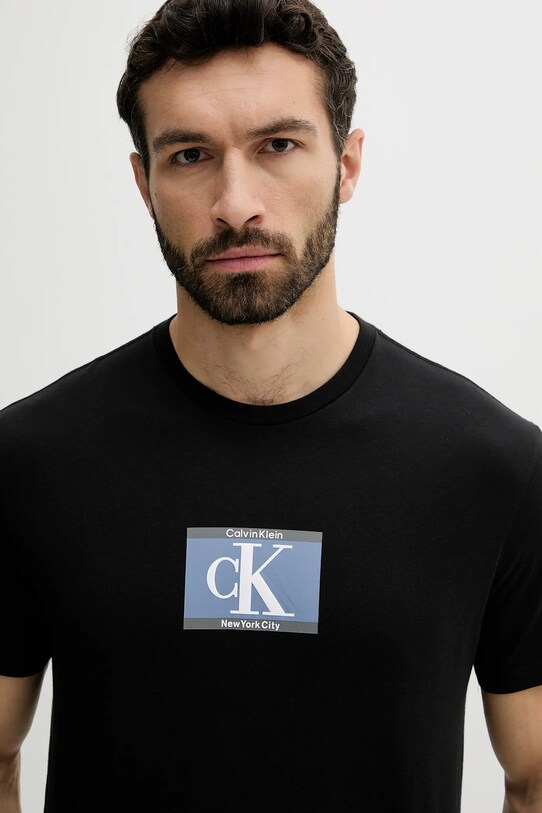 Ρούχα Βαμβακερό μπλουζάκι Calvin Klein LV04RC854G μαύρο