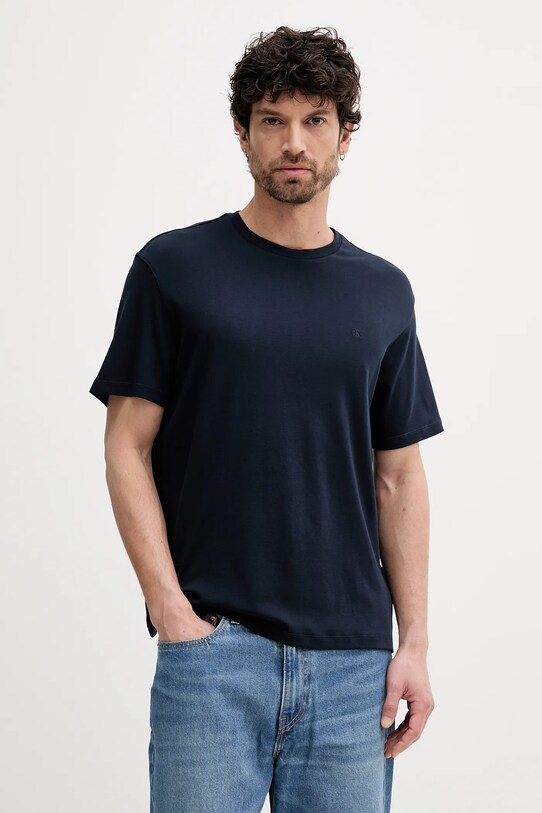 Βαμβακερό μπλουζάκι Calvin Klein κανονικό σκούρο μπλε LV04LB275G