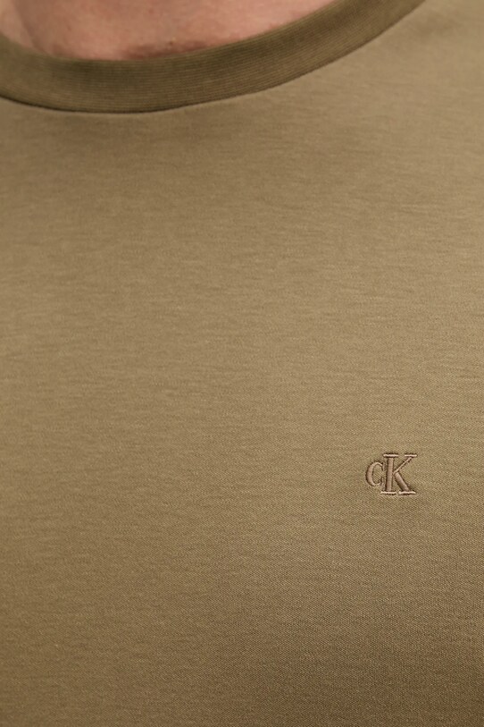 Βαμβακερό μπλουζάκι Calvin Klein πράσινο LV04LB275G