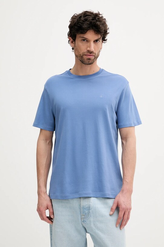 Βαμβακερό μπλουζάκι Calvin Klein κανονικό μπλε LV04LB275G