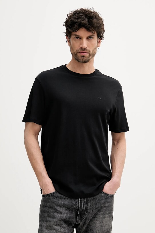 Βαμβακερό μπλουζάκι Calvin Klein κανονικό μαύρο LV04LB275G