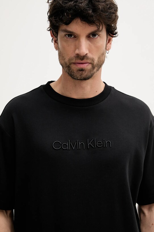 Ρούχα Βαμβακερό μπλουζάκι Calvin Klein LV04LC206G μαύρο