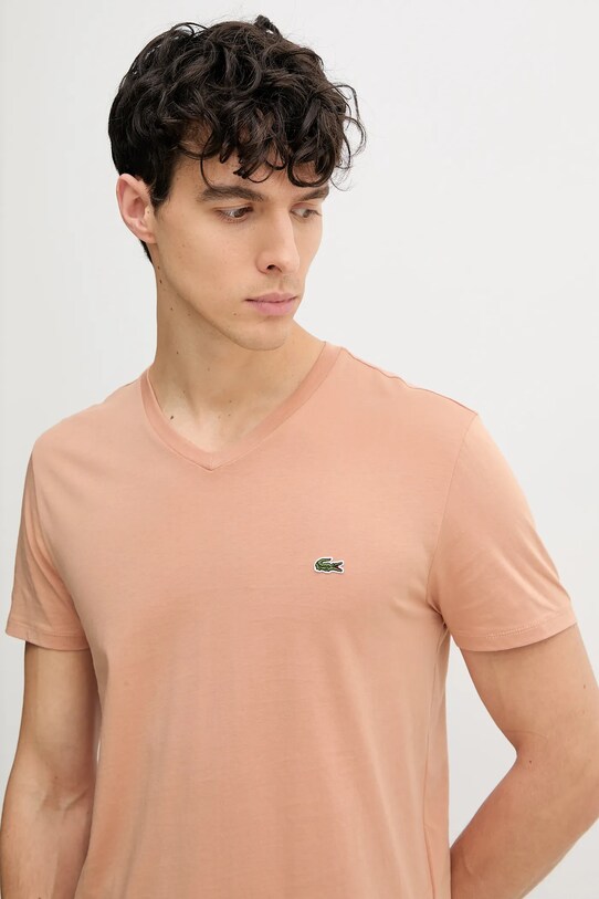 Βαμβακερό μπλουζάκι Lacoste πορτοκαλί TH6710