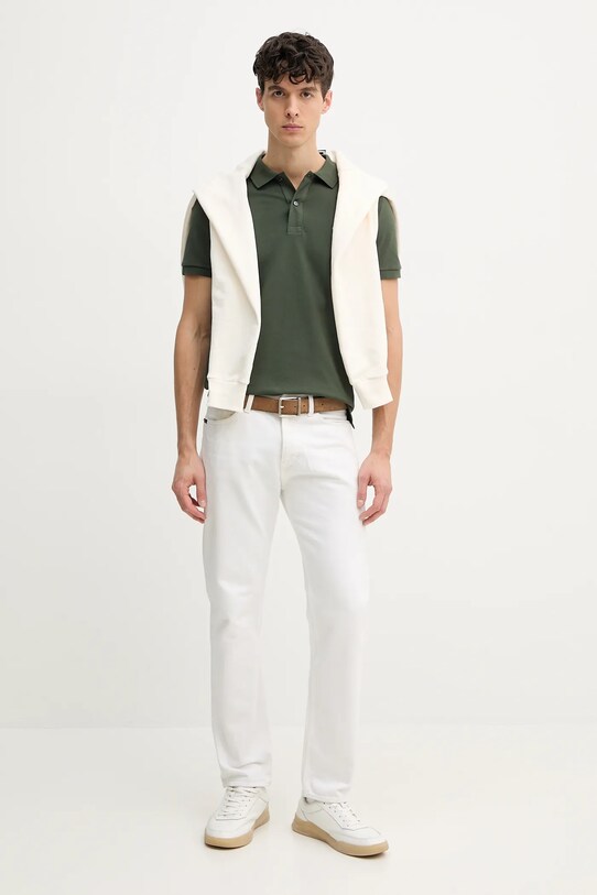 Βαμβακερό μπλουζάκι πόλο Lacoste PH4012 πράσινο AW24