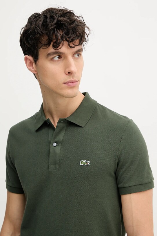 Βαμβακερό μπλουζάκι πόλο Lacoste πράσινο PH4012