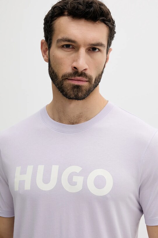 Ρούχα Βαμβακερό μπλουζάκι HUGO 50467556 μωβ
