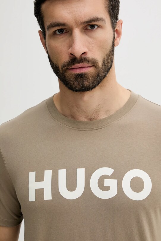 Ρούχα Βαμβακερό μπλουζάκι HUGO 50467556 μπεζ