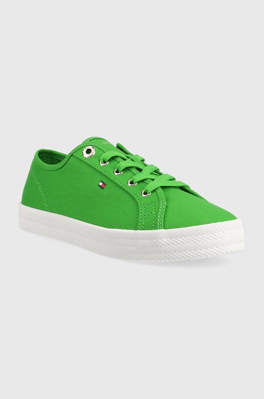 Πάνινα παπούτσια Tommy Hilfiger ESSENTIAL VULCANIZED SNEAKER FW0FW07119 πράσινο SS23