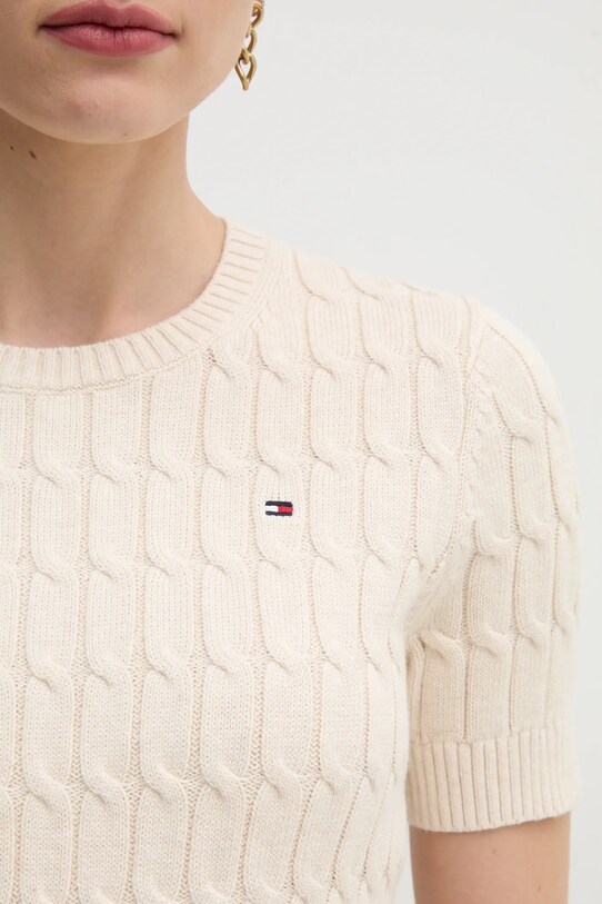 Βαμβακερό πουλόβερ Tommy Hilfiger WW0WW38744.PPYX μπεζ