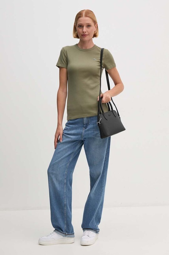 Βαμβακερό μπλουζάκι Lacoste TF5538 πράσινο SS25