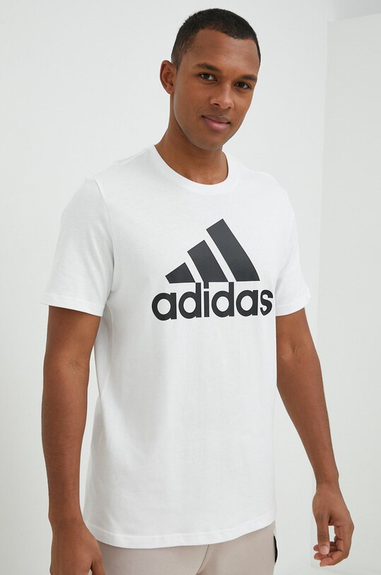 Βαμβακερό μπλουζάκι adidas βαμβάκι λευκό IC9349