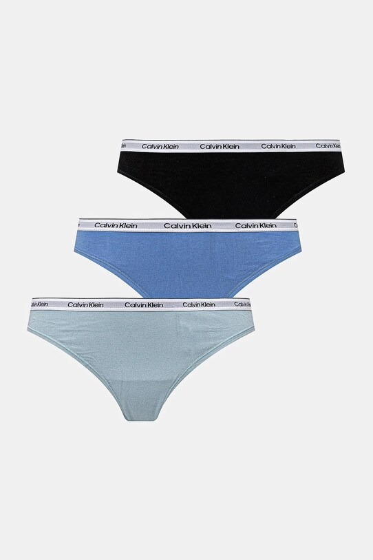 Στρινγκ Calvin Klein Underwear 3-pack πλεκτό ύφασμα μπλε 000QD5209E