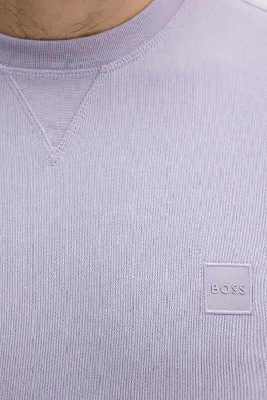 Βαμβακερή μπλούζα BOSS Orange μωβ 50509323