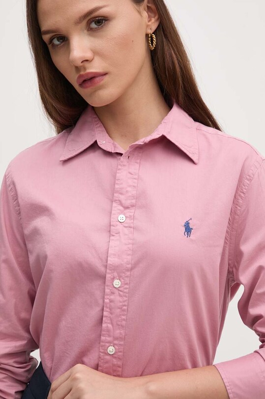 Βαμβακερό πουκάμισο Polo Ralph Lauren ροζ 211932522