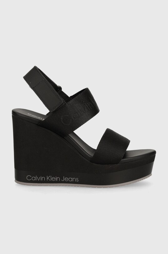 Σανδάλια Calvin Klein Jeans WEDGE SANDAL WEBBING IN MR WEDGE SANDAL WEBBING IN MR YW0YW01360 μαύρο SS24