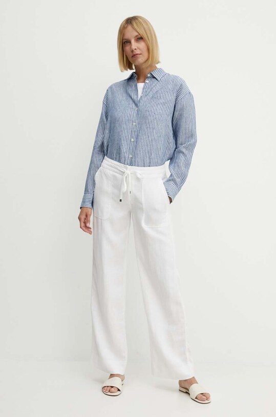 Λινό παντελόνι Lauren Ralph Lauren 200735138 λευκό SS25