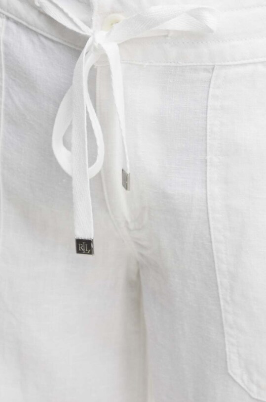 Λινό παντελόνι Lauren Ralph Lauren λευκό 200735138