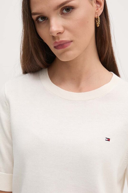 Βαμβακερό πουλόβερ Tommy Hilfiger μπεζ WW0WW38724