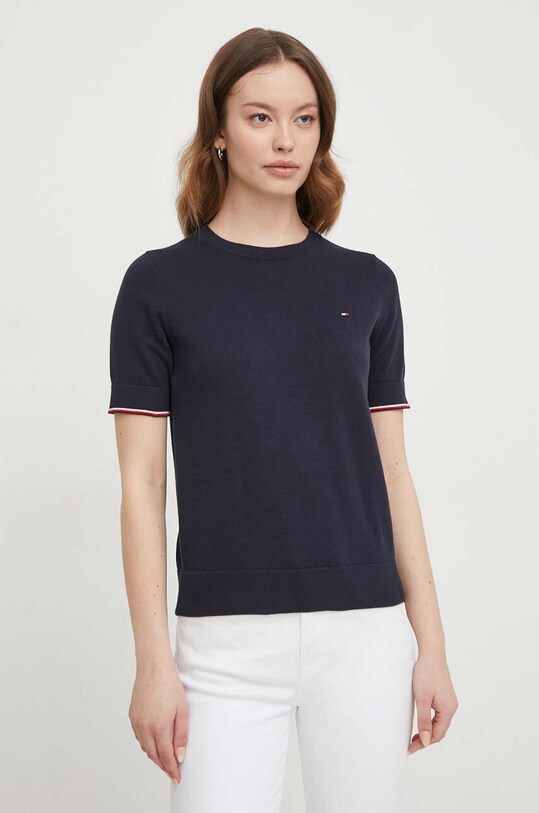Βαμβακερό πουλόβερ Tommy Hilfiger βαμβάκι σκούρο μπλε WW0WW38724