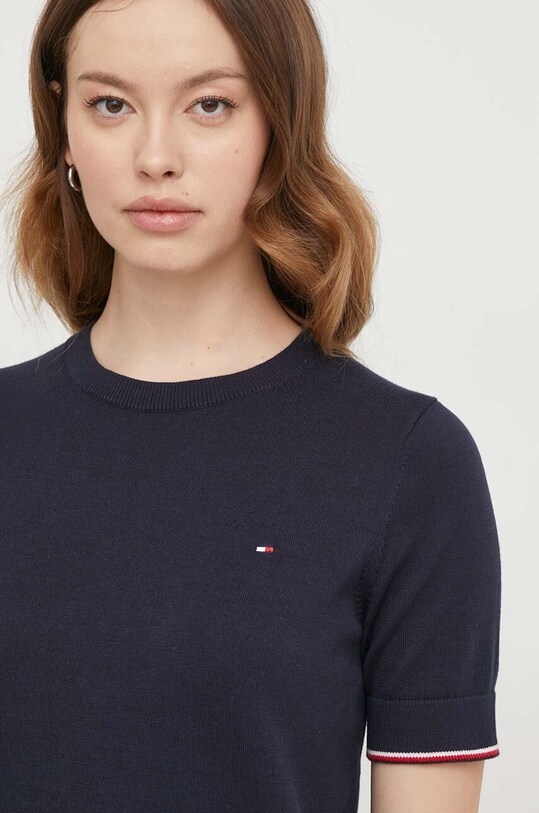 Βαμβακερό πουλόβερ Tommy Hilfiger σκούρο μπλε WW0WW38724