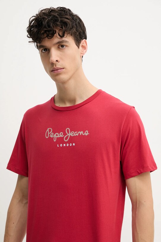 Βαμβακερό μπλουζάκι Pepe Jeans Eggo κόκκινο PM508208