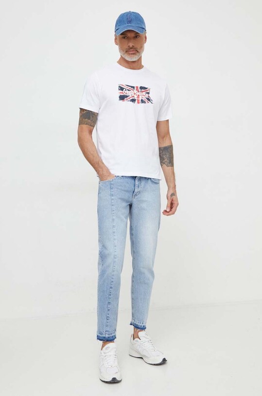 Βαμβακερό μπλουζάκι Pepe Jeans Clag PM509384 λευκό AW24