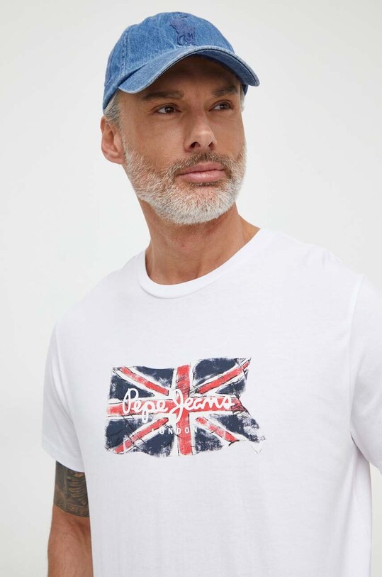 Βαμβακερό μπλουζάκι Pepe Jeans Clag λευκό PM509384