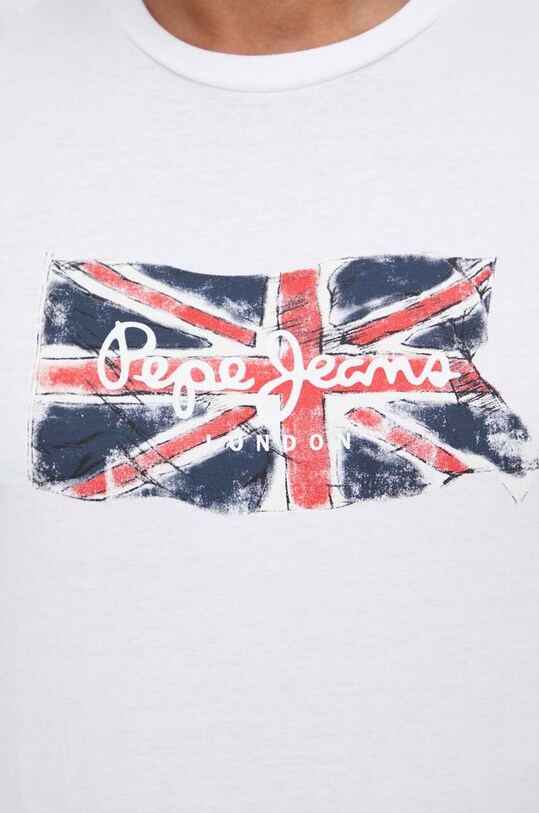 Βαμβακερό μπλουζάκι Pepe Jeans Clag PM509384 λευκό