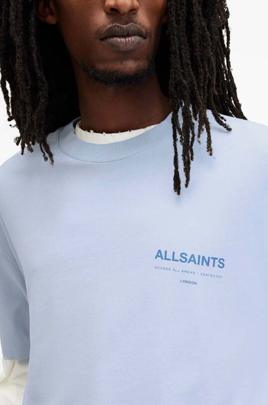 Βαμβακερό μπλουζάκι AllSaints ACCESS SS CREW M038PA μπλε SS24