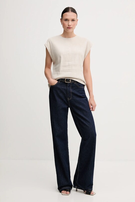 Λευκή μπλούζα Calvin Klein LV044B120G μπεζ SS25