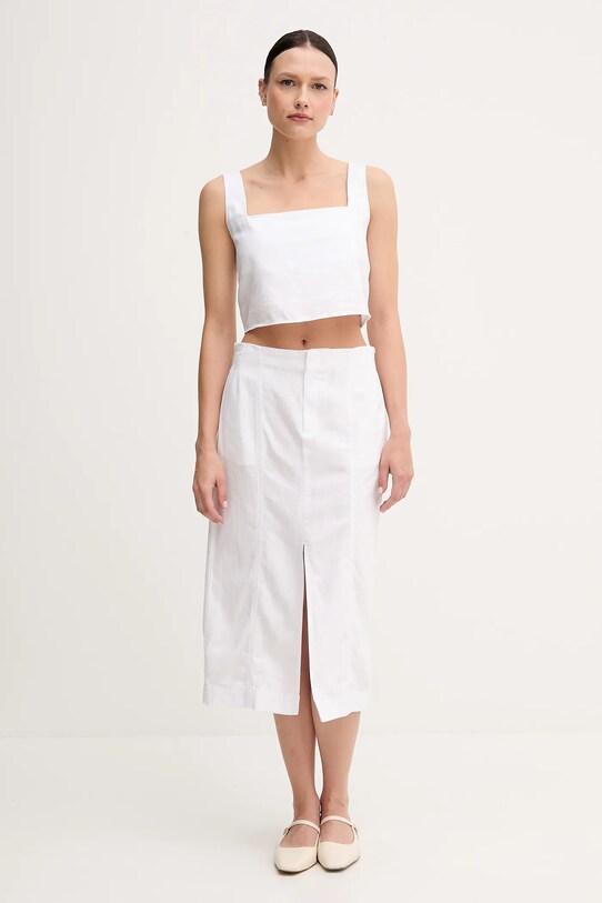 Μπλούζα με μείγμα από λινό Calvin Klein Jeans J20J225347 λευκό SS25