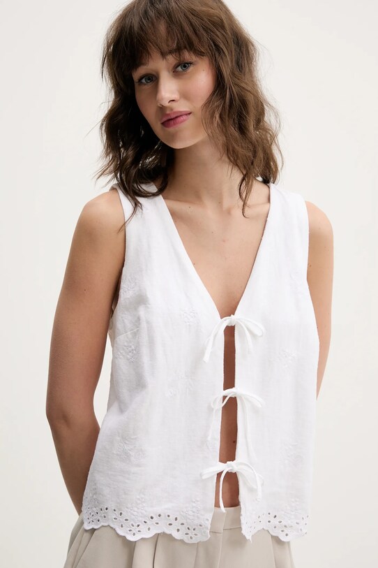 Λινό γιλέκο Hollister Co. μπεζ KI340.5068.100