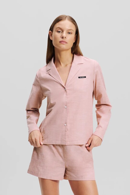 Βαμβακερές πιτζάμες Karl Lagerfeld βαμβάκι ροζ A1W45004