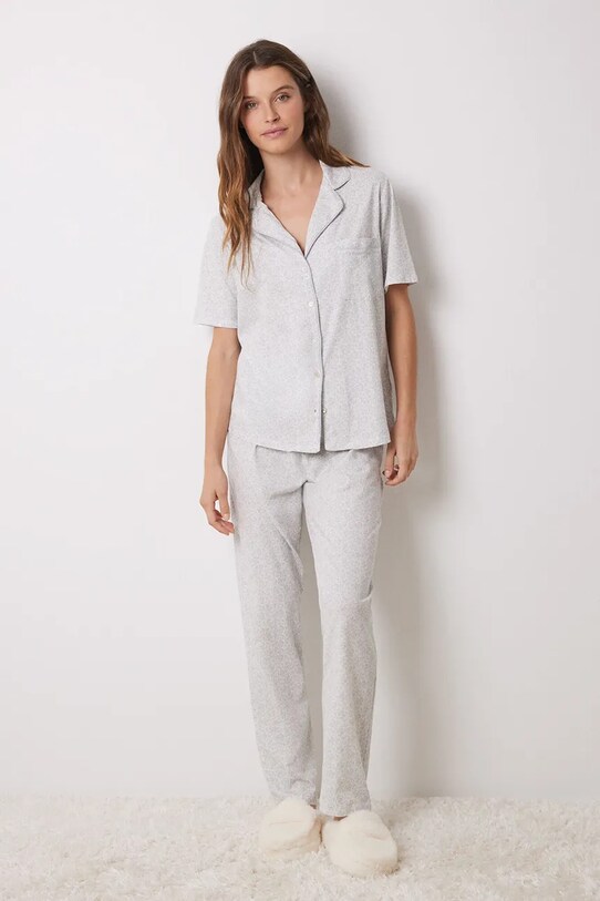 Βαμβακερές πιτζάμες women'secret DAILY FROSTED λεπτό μοτίβο γκρί 3598099
