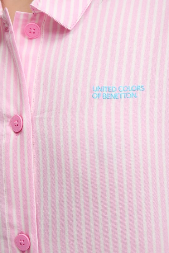Βαμβακερό πουκάμισο πιτζάμα United Colors of Benetton 4QFZ3M00A ροζ