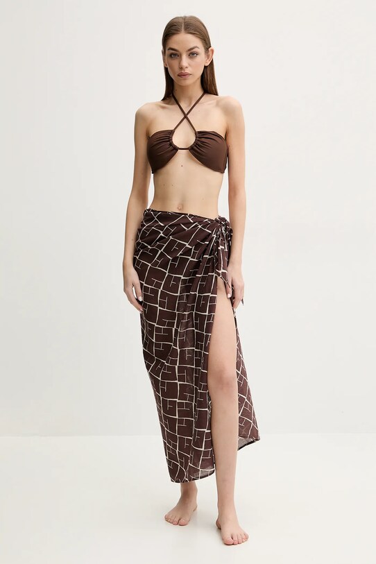 Βαμβακερό παρεό Abercrombie & Fitch KI111.5075.409 καφέ SS25