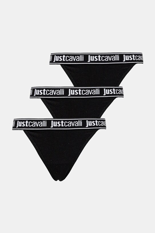 Στρινγκ Just Cavalli 3-pack πλεκτό ύφασμα μαύρο 78PAJU01.CJUT2