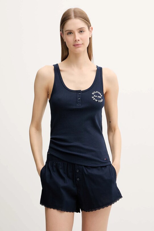 Βαμβακερή πιτζάμα σορτς Hollister Co. KI346.5039.200 σκούρο μπλε SS25