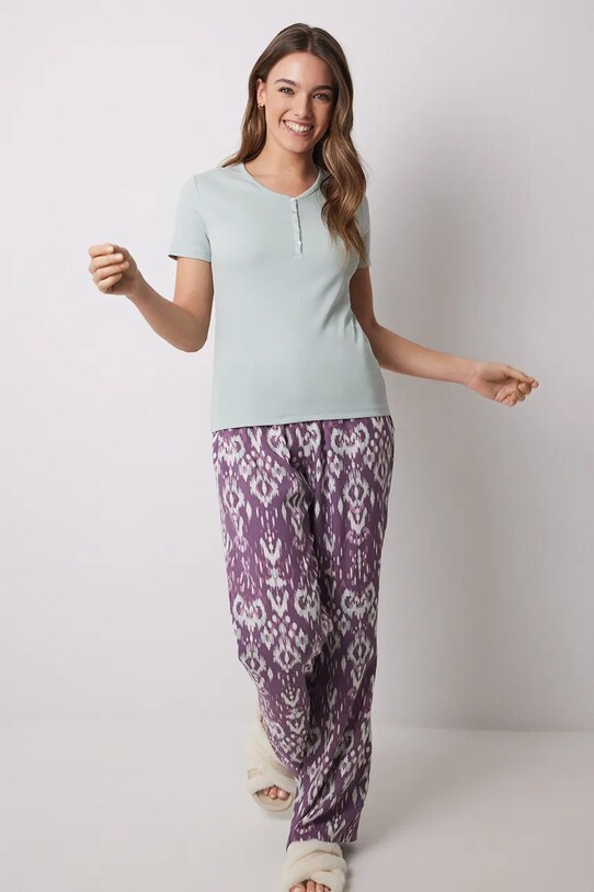 Βαμβακερή πιτζάμα μπλουζάκι women'secret 3279682 πράσινο