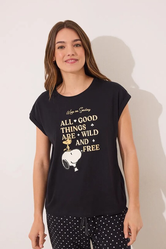 Βαμβακερές πιτζάμες women'secret 3139872 μαύρο SS25