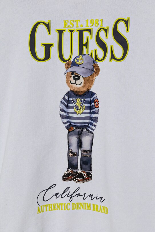 Αγορίστικα Παιδική βαμβακερή μπλούζα Guess L5RQ06.KAD74.PPYA λευκό