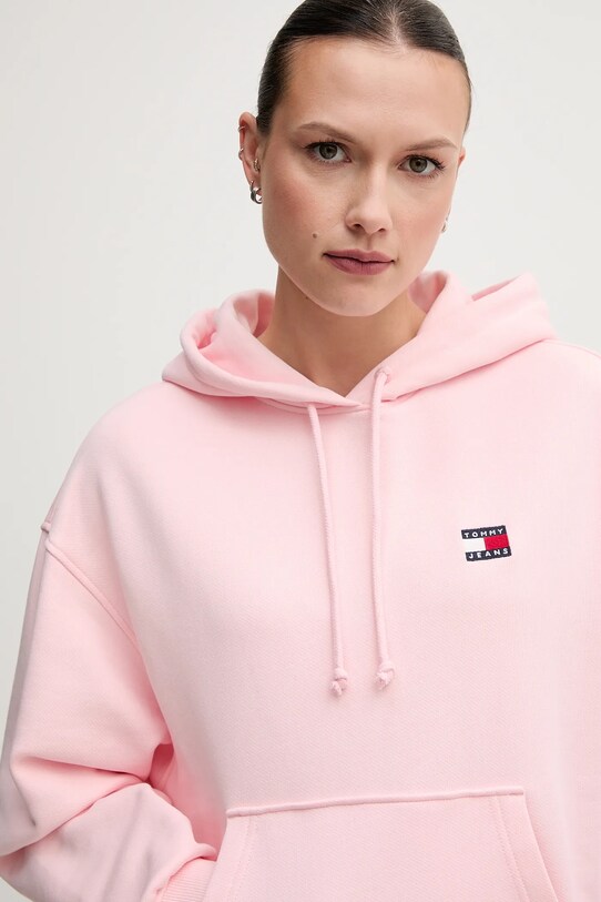 Ρούχα Βαμβακερή μπλούζα Tommy Jeans DW0DW19414 ροζ