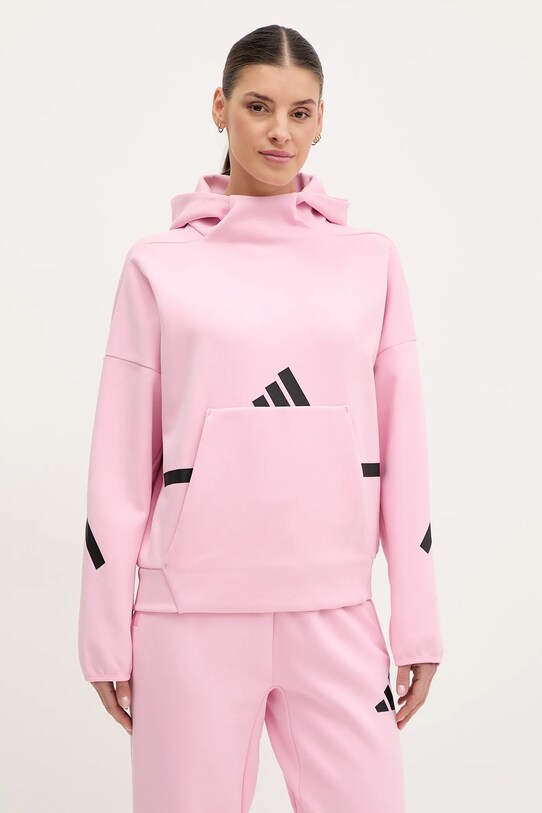 Μπλούζα adidas Z.N.E. με κουκούλα ροζ JD5992