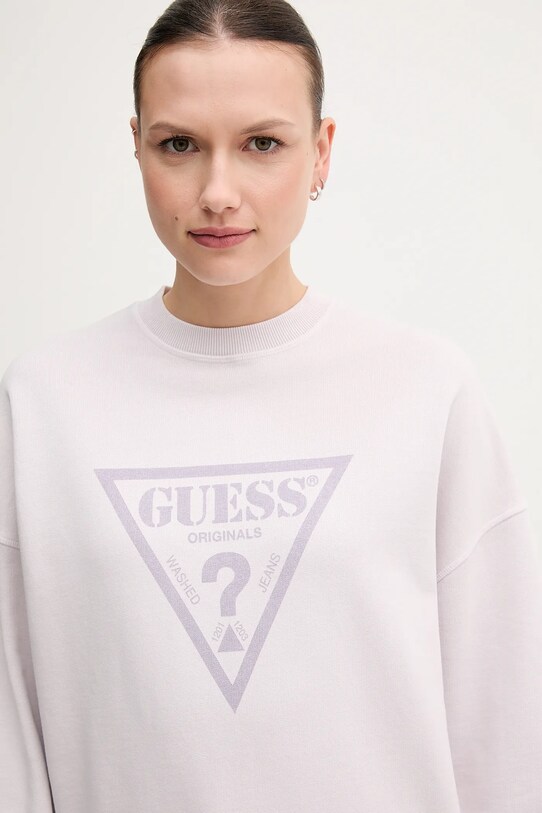 Ρούχα Βαμβακερή μπλούζα Guess Originals W5GQ03.K68I4 μωβ