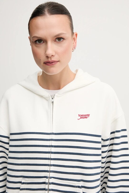 Ρούχα Βαμβακερή μπλούζα Tommy Jeans DW0DW20303 λευκό