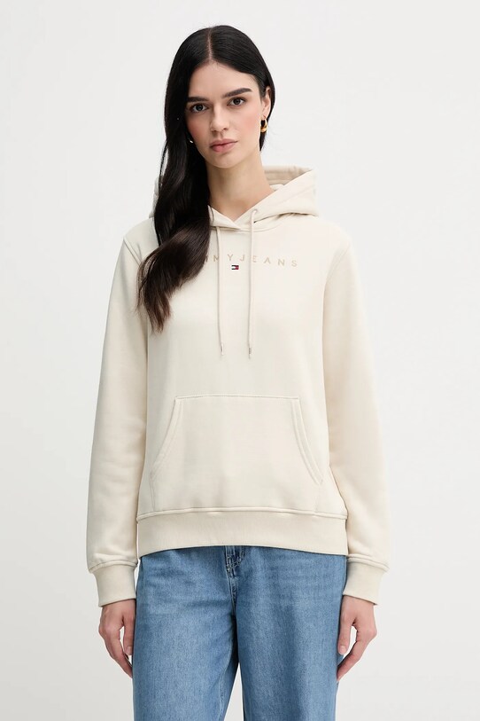 Μπλούζα Tommy Jeans απλικέ μπεζ DW0DW20304