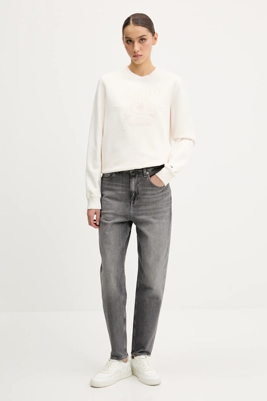Βαμβακερή μπλούζα Tommy Jeans DW0DW20637 μπεζ SS25