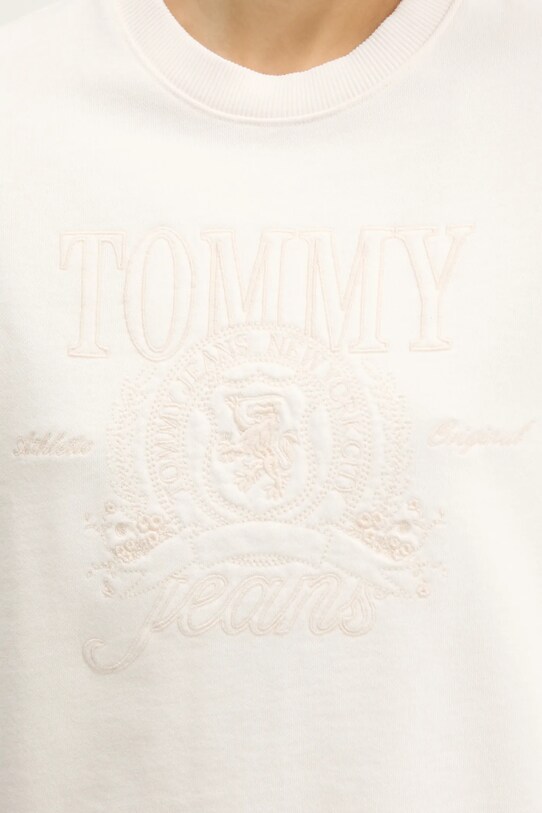 Βαμβακερή μπλούζα Tommy Jeans DW0DW20637 μπεζ