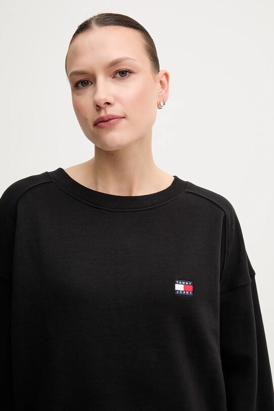 Ρούχα Βαμβακερή μπλούζα Tommy Jeans DW0DW21344 μαύρο